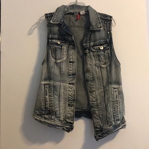 h&m divided denim vest with studs